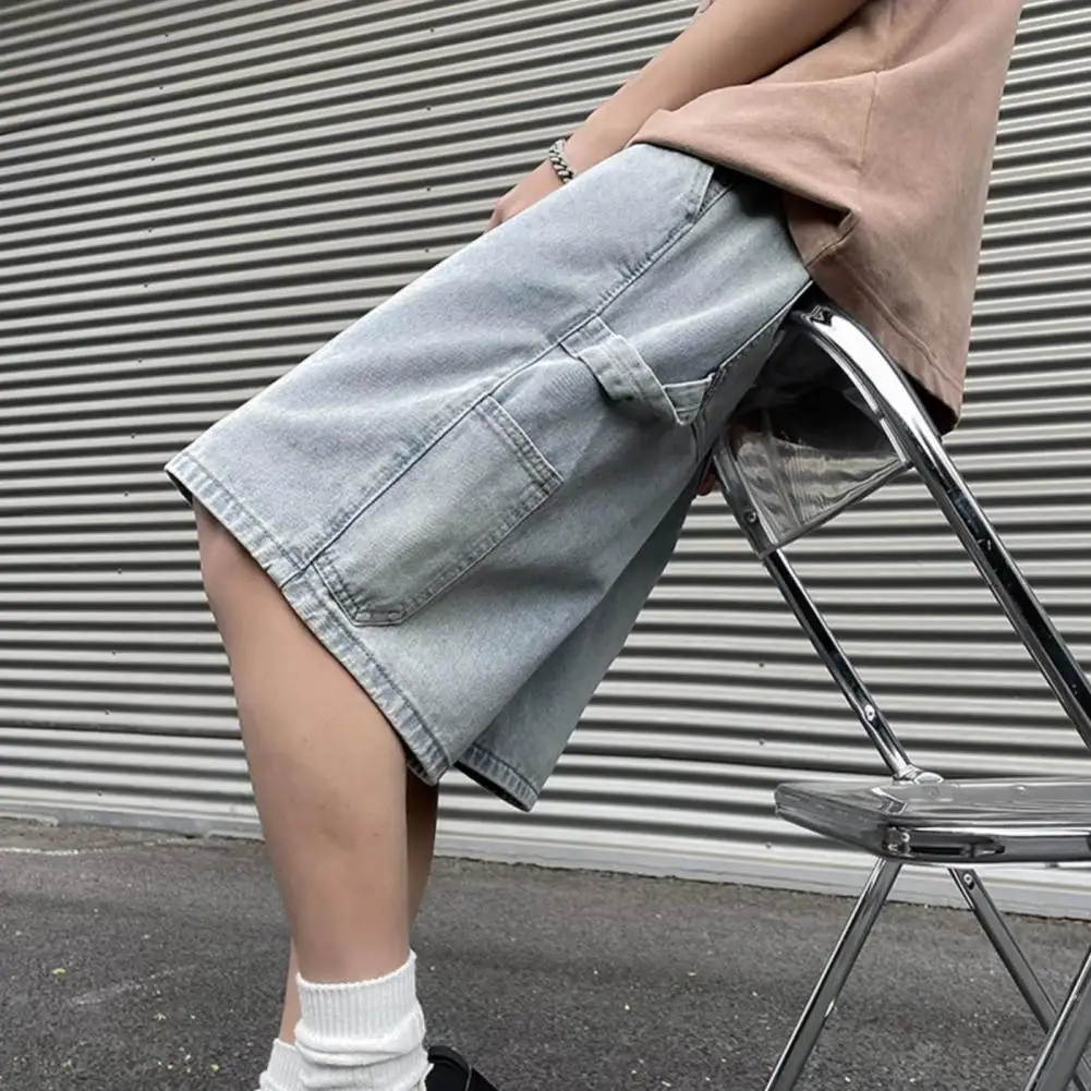 Men's Denim Shorts Jorts Pants Baggy High Blue Streetwear Hip Hop Korean Fashion Kpop Oversize Summer Clothes Vintage Unisex
