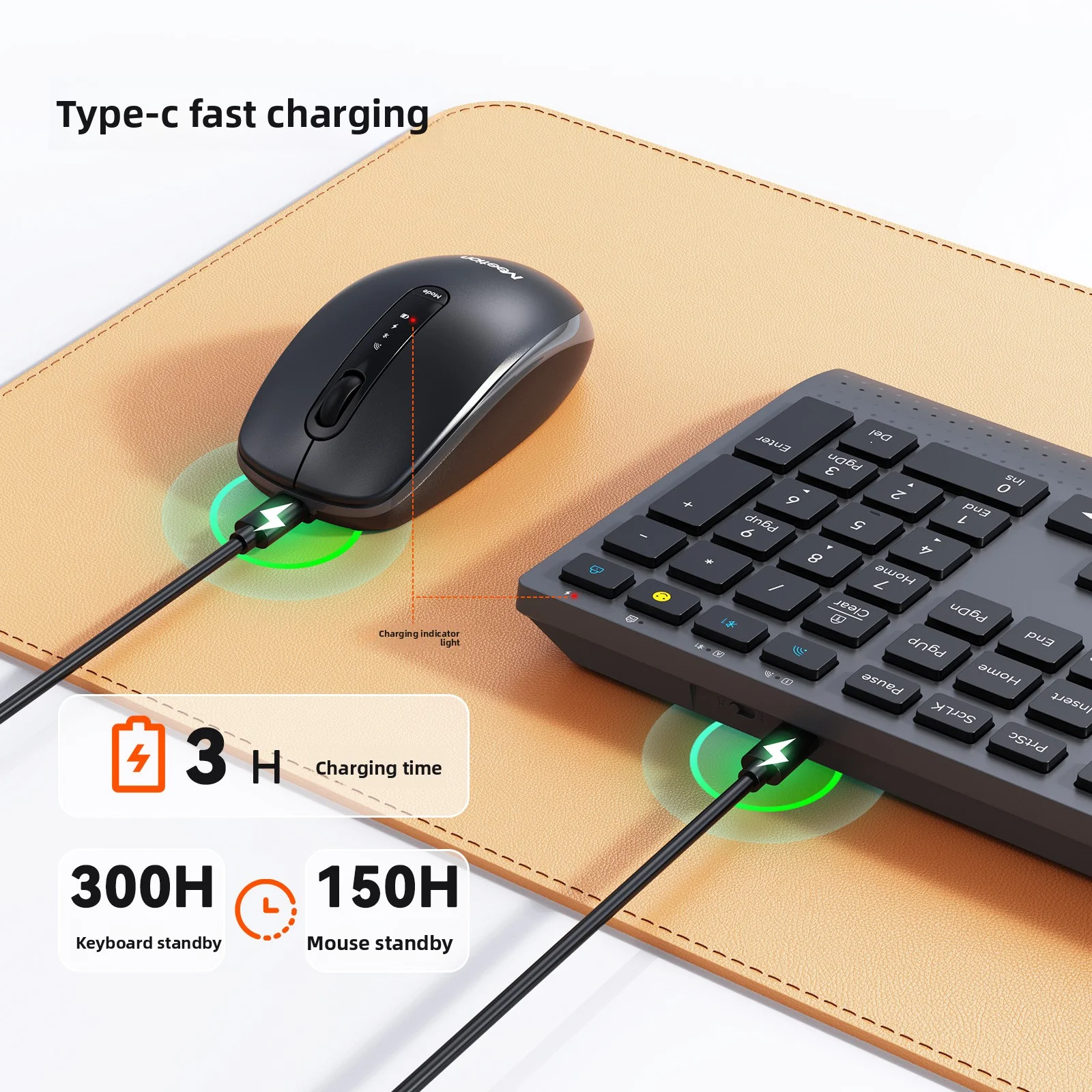 Windows PC Office용 다기능 키가 있는 충전식 2.4G Bluetooth 무선 키보드 마우스 콤보 풀 사이즈 키보드