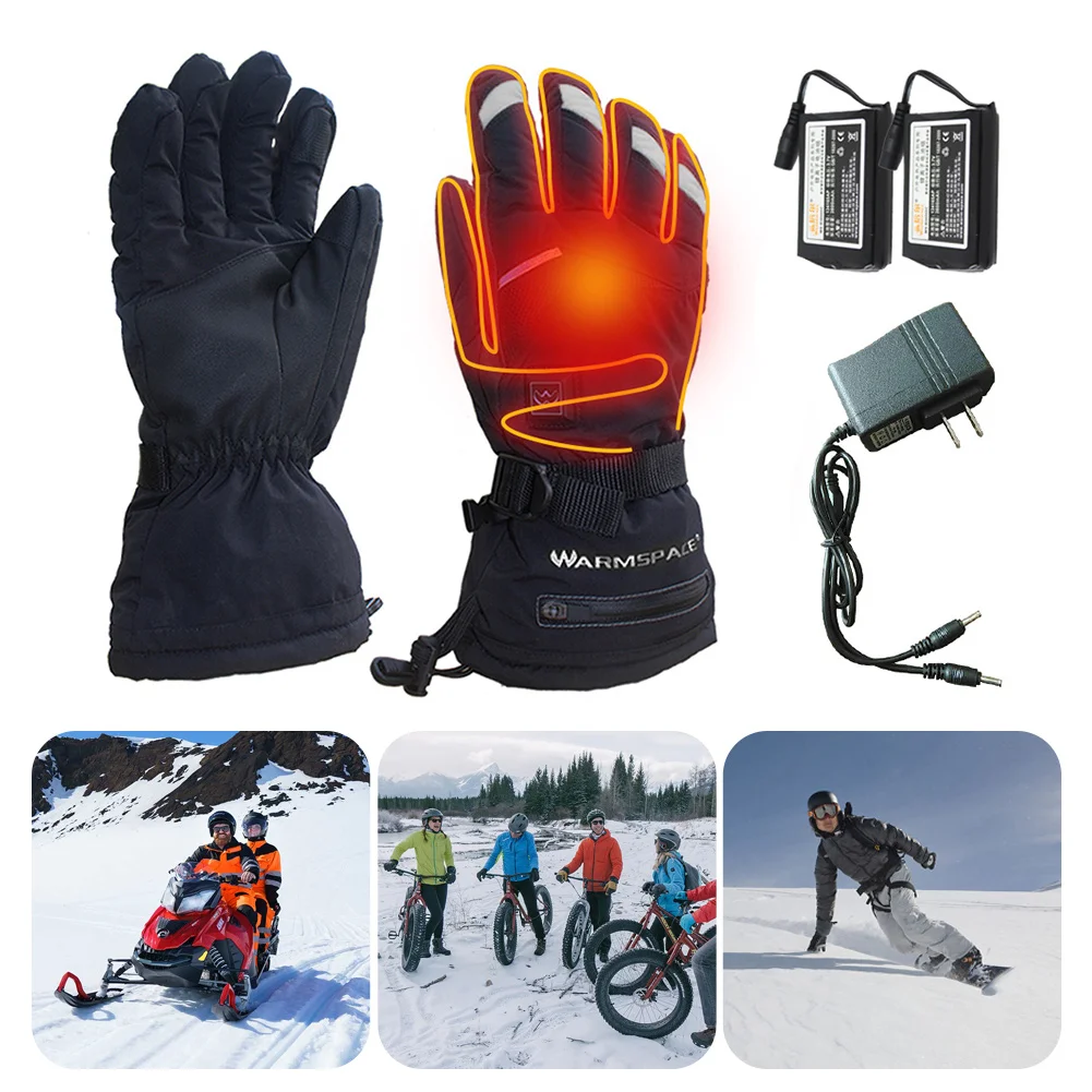 Heated Gloves 3.7V Waterproof Heated Guantes Touch Screen Battery Powered Motorbike  Hunting Fishing Skiing Cycling Gloves 3