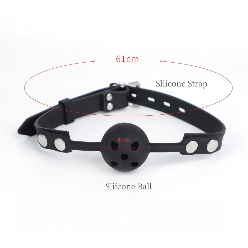 4cm Breathable Silicone Ball Gag with Adjustable Oral Restraint Mouth Plug for Couple Intimate BDSM Role Play Sex Toys
