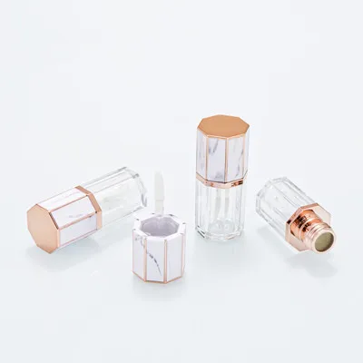 

5ml Empty Lipgloss Octagon Clear Bottle Lip Balm/Gloss Container With Marbling Lid Lipstick container Makeup ccosmetic tube