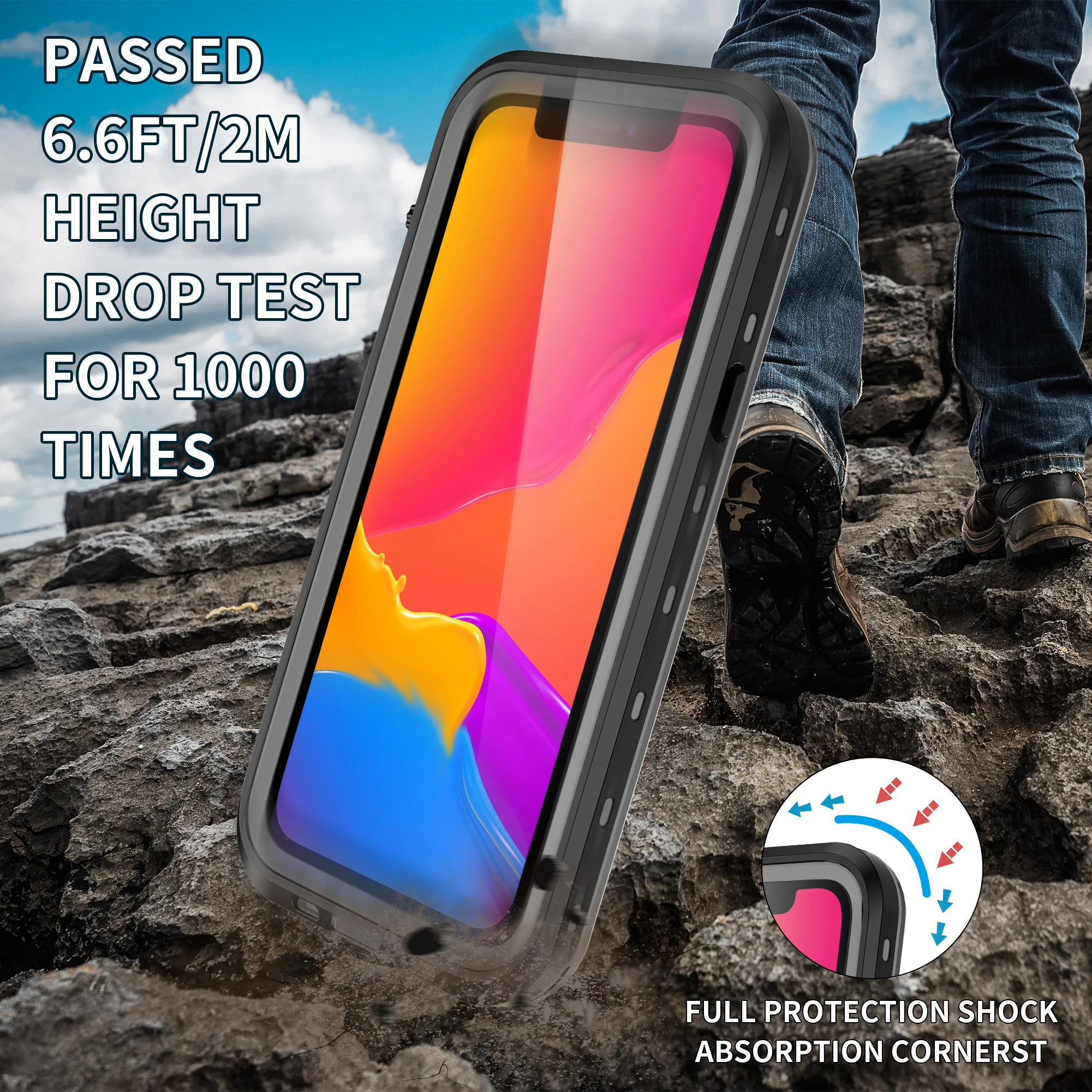 Shellbox Hot Sale Rugged Waterproof Phone Case with Lens Protection