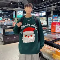 Couples Christmas Santa Claus round Neck Sweater Casual Loose Overhead Knitwear Fashionable Autumn Winter American Style