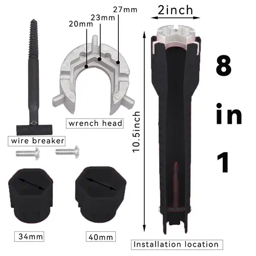 8 In 1 Flume Wrench Anti-slip Kitchen Sink Repair Tools Bathroom Faucet Assembly Key Plumbing Installation Wrench - Image 7