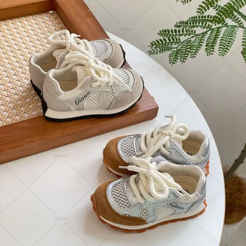 

Кроссовки Детские сетчатые для мальчиков и девочек, дышащие легкие вязаные кеды, повседневная обувь в Корейском стиле, лето