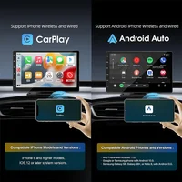 Hipppcron 9 "Radio de voiture Portable lecteur vidéo multimédia sans fil CarPlay et Android Auto IPS écran tactile BT USB TF entrée AUX 2