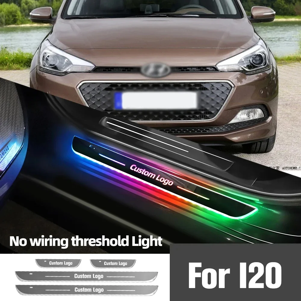 

For Hyundai I20 2008-2023 2012 2014 2018 2020Car Door Sill Light Customized Logo LED Welcome Threshold Pedal Lamp Accessories