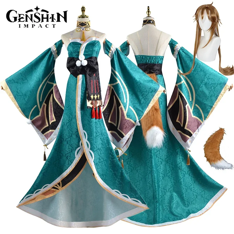 

Miss Hina Cosplay Game Genshin Impact Miss Hina Cosplay Costume Gorou Female Dress Uniform Wig Tail Halloween Costumes for Women