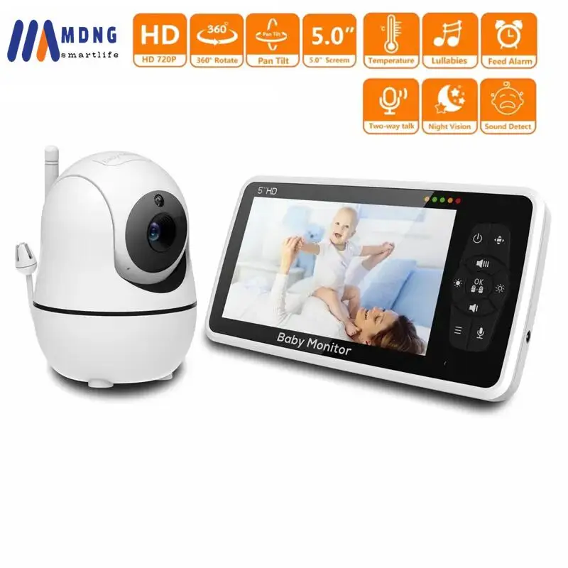 

Видеоняня HD, 5,0 дюйма, с камерой Babyphone, Переносной монитор, Защита аккумулятора 22 часа, Детские камеры для мамы