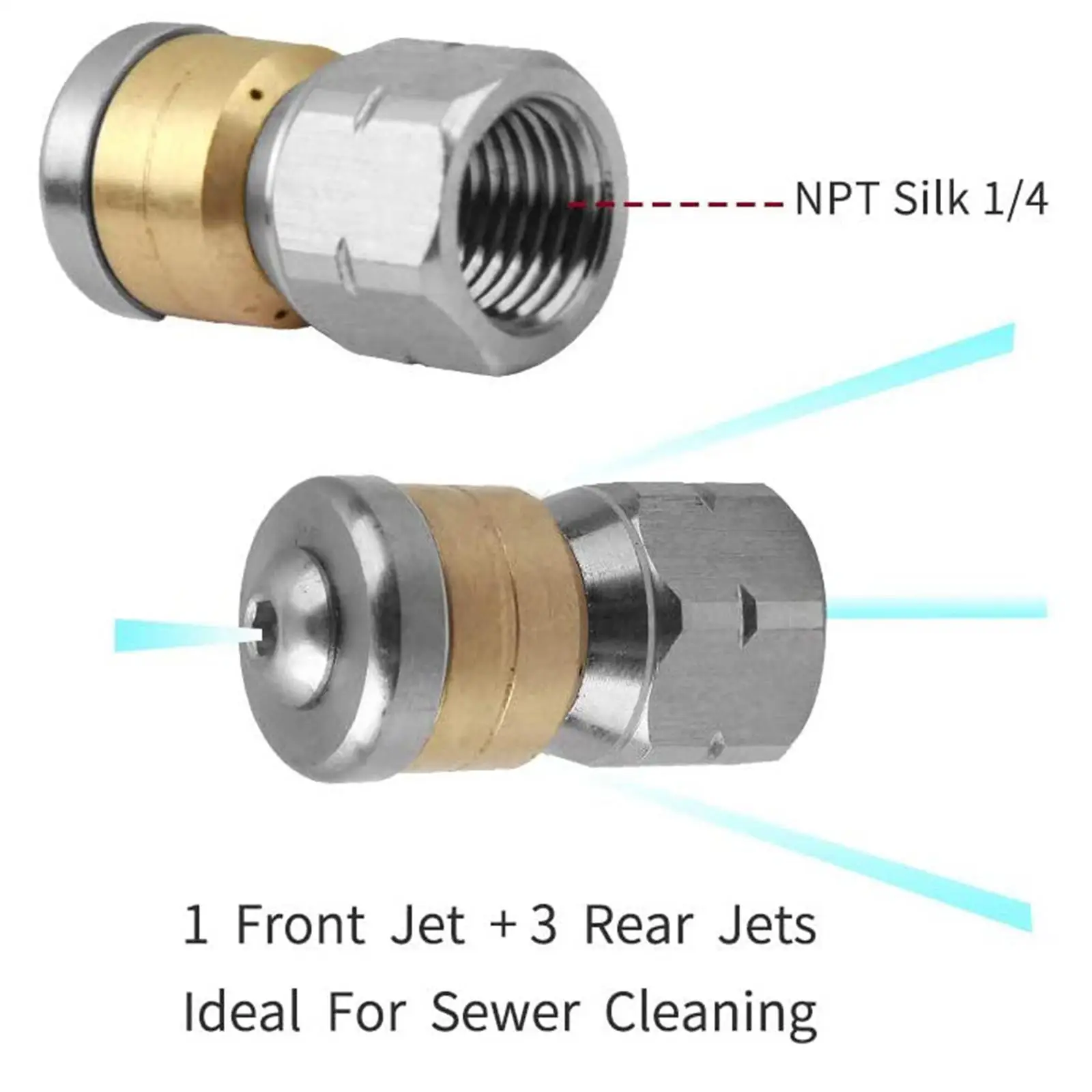 

Sewer for Pressure Washer, 1/4 Inch NPT, Drain Cleaning Hose, Button Nose and Rotating Sewer Jetting Nozzle, 5800 PSI