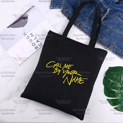 Call Me By Your Name Timothee Chalamet Harajuku Fashion Shopping Black Bags Canvas Tote Bag Mom Reusable Cloth Bag Shoulder Bags