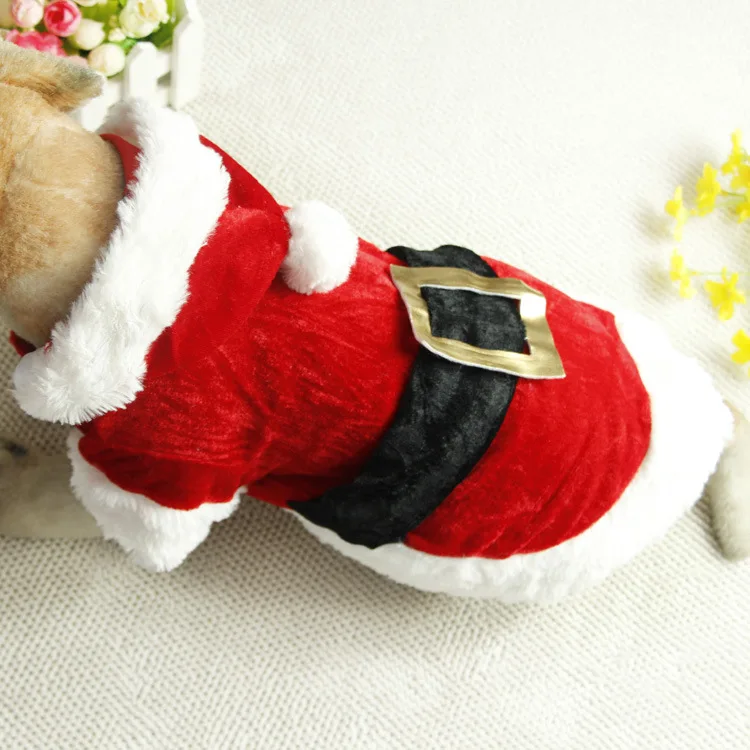 Santa Christmas Costume Pet Small Dogs Winter Hooded Coat Jackets Puppy Cat Chihuahua Yorkie Outfit