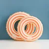 Children Adult Inflatable Swimming Ring Pool Float Vintage Striped Swimming Laps Water Sport Swim Circle For Pool Party 5