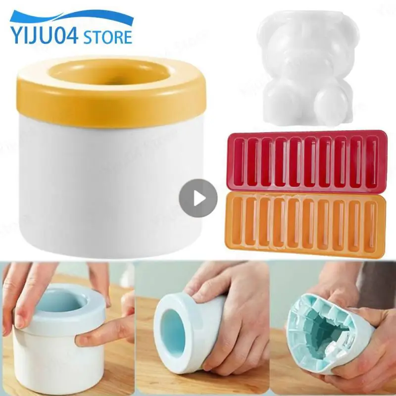 Ice cube bottle (2 in 1) design Cylindrical Silicone, Ice Mold trays ice  maker freezer, different design 3D cubes Maker, Ice Bucket for any things