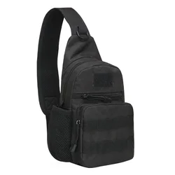 Men's Tactical Nylon Outdoor Shoulder Bag for Hiking, Camping, and Fishing (Black)