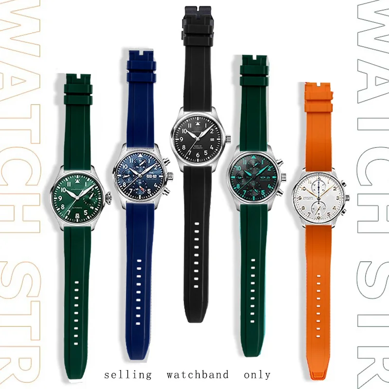Bracciale In Silicone Per Iwc Pilot Bertolfino Gauges Series Cinturino Sportivo Impermeabile Da Uomo 20Mm 21Mm 22Mm Cinturino Per Orologio Da Polso
