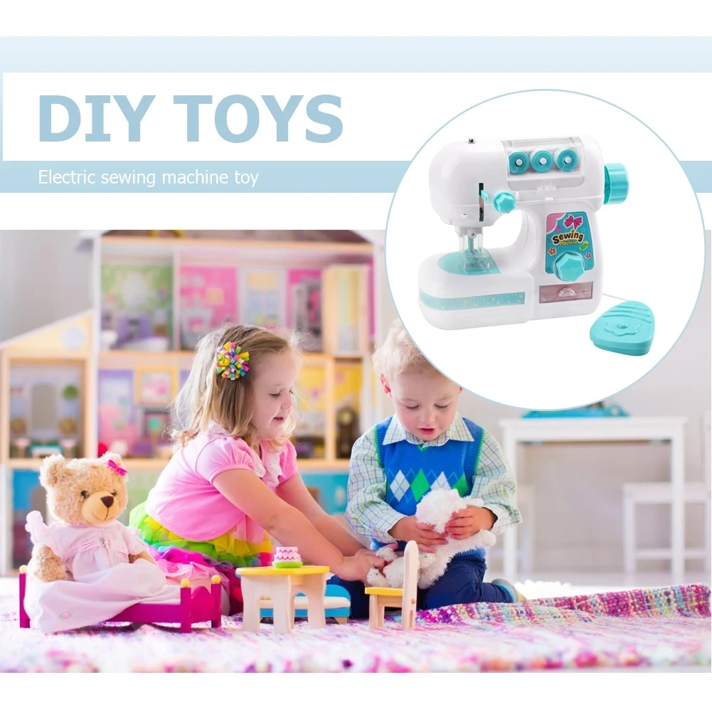 Kids Sewing Machine Toy Mini Furniture Toy Educational Learning Design Clothing Creative Gift Girls