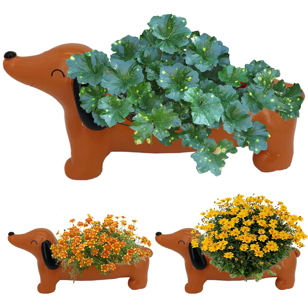 Dachshund Flower Pot Dog Plant Pot Cute Flower Planter Aesthetic Succulent Flower Planter for Indoor/Outdoor Decor 2