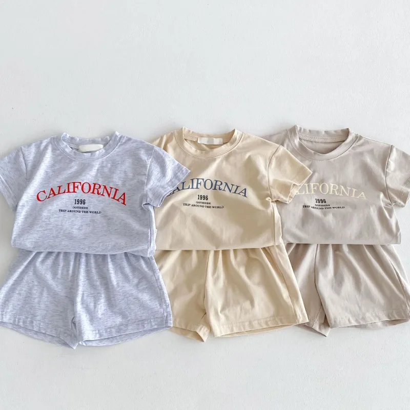 Kids Summer Tracksuits Letter Print 2Pcs Baby Boy and Girl Clothing Suits Short Sleeve T-shirt + Shorts Children Cotton Outfits kids clothing set girls clothing set kids sports suit boys clothing set children sports suit boys tracksuits suit boys tracksuits