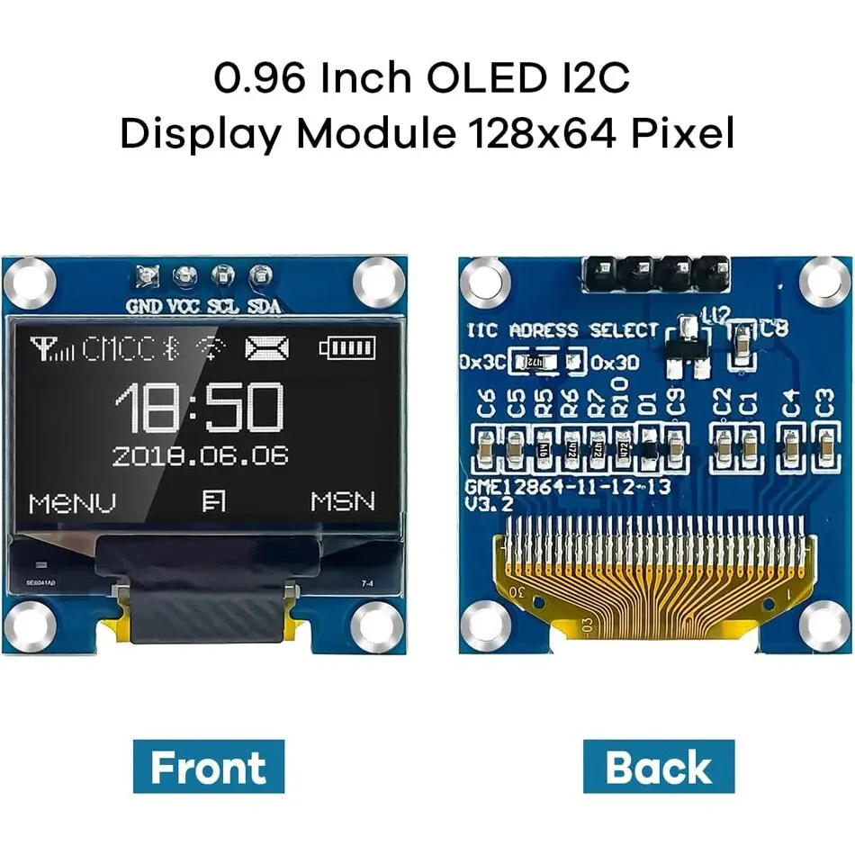 3PCS Display OLED 0,96'' I2C - 128x64 Pixel, Compatibile Con Arduino E Raspberry Pi, Blu E Giallo - Foto 11