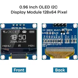 Compact 0.96 OLED Display Screen Module with I2C Interface, Blue/Yellow/White Options, 3.3V - 5V Compatibility (White)
