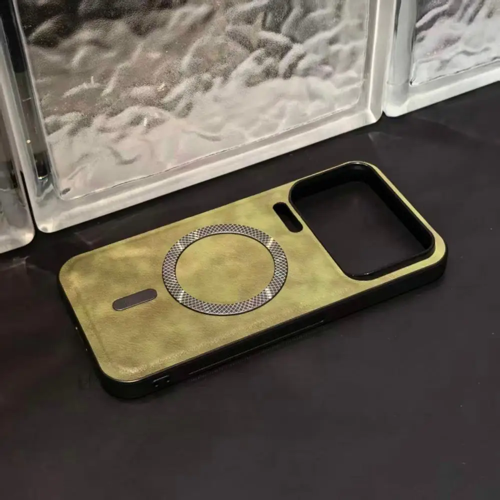 Solid Color Leather Texture Magnetic Charging Case