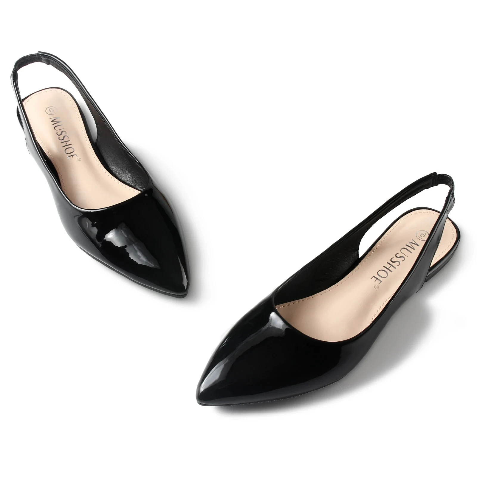 أحذية نسائية مسطحة، صنادل بمقدمة مدببة، أحذية سوداء مزينة، أحذية مريحة سهلة الارتداء، أحذية باليه مسطحة للزفاف