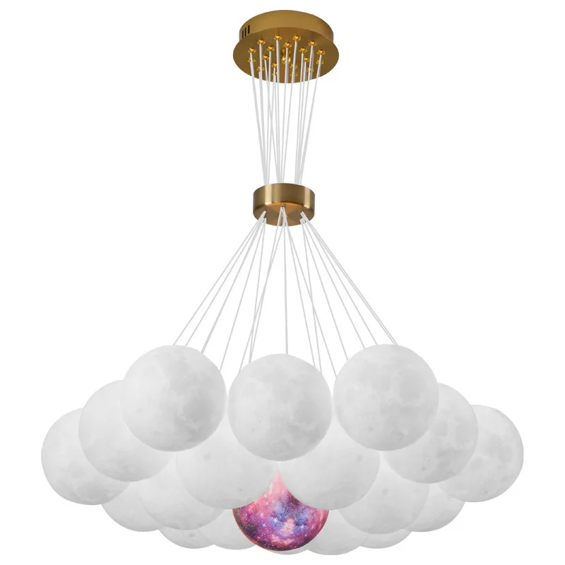 

3D Printed Moon LED Chandelier 7/13/19 Heads Glass Chandelier Living Room Decoration Suspension lights Bedroom pendant Lamp