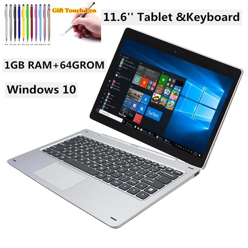 2 in1 Free Docking Keyboard 11.6'' Windows 10 Tablet PC 1GBDDR+64GB Z3735G CPU 1366*768 IPS Screen Quad Core G12 Dual Camera best samsung tablet