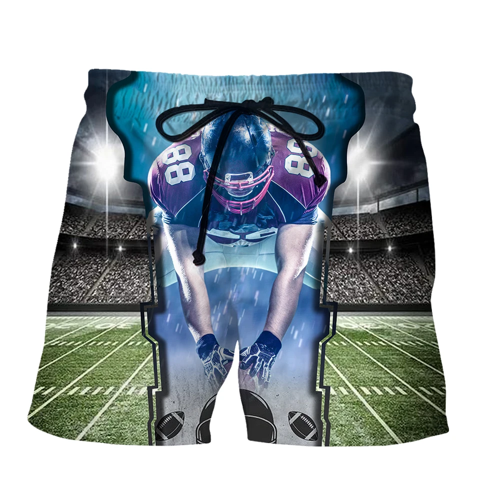 SONSPEE Summer Cool Rugby Stitching 3D Printed Fitness Shorts Unisex Harajuku Beach Pants Running Sport Casual Quick Dry Shorts