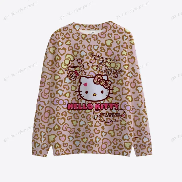 thumbnail image 1 of Sudadera con capucha de Hello Kitty Harajuku de Anime japonés para mujer, sudadera Ullzang de los años 90 con dibujos animados divertidos de Eleven, sudadera con capucha de Hello Kitty para mujer, 1 of 5