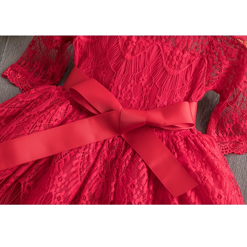 Girl Spring Dress Kids Dresses For Girls Cotton Casual Wear Lace Embroidery 3-8T Flower Long Sleeve Kids Clothing