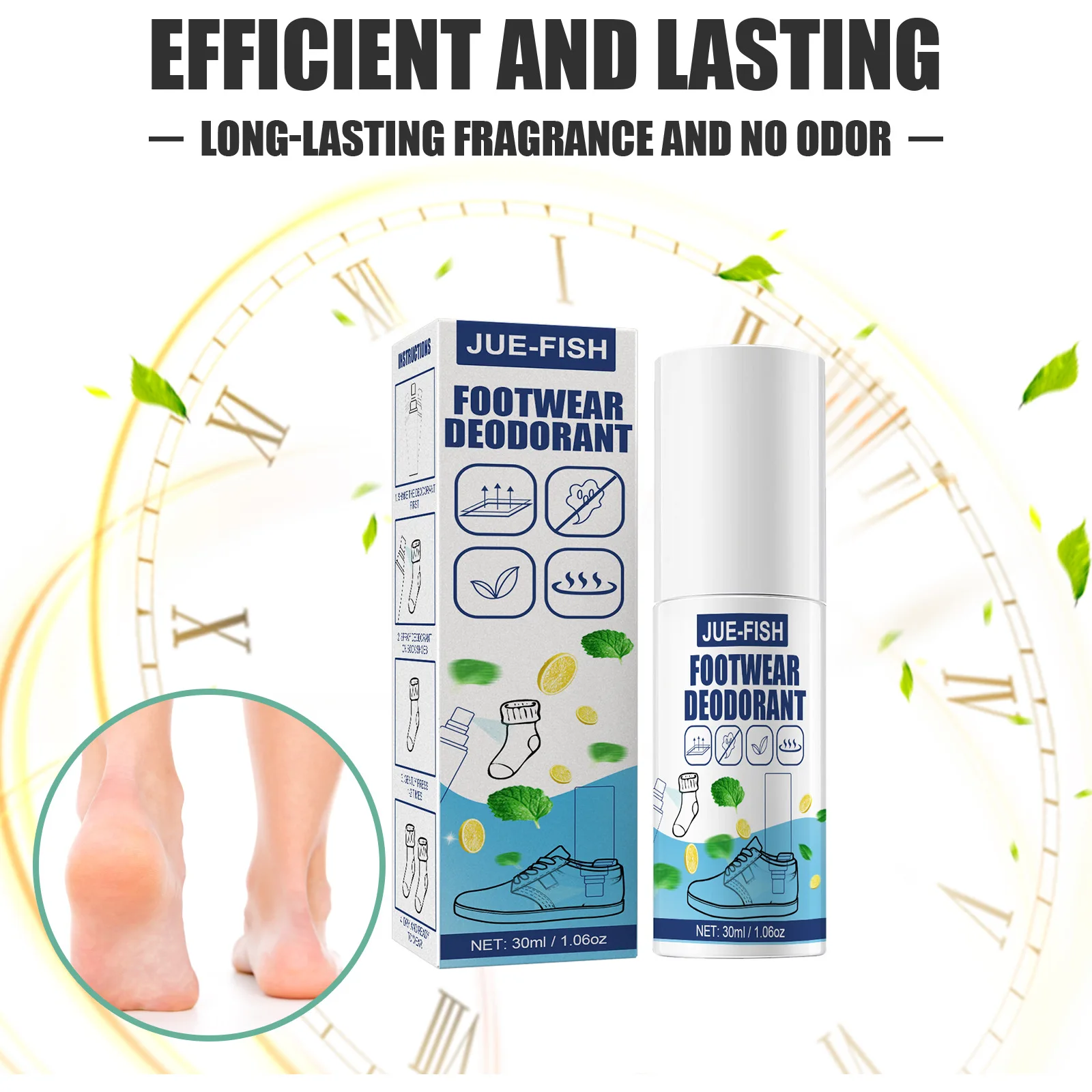 JueFish Shoe Deodorant Spray To Remove Sweaty Feet Odor Anti