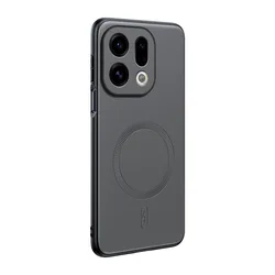 Magnetic Leather Shield Cover - Anti - Fingerprint Non - Slip Protection for OPPO Find X9 (GRAY)