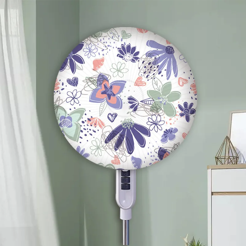 Fresh Green Plant Fan Dust Cover Bedroom All-inclusive Round Flower Print Fan Cover 40-50CM Universal