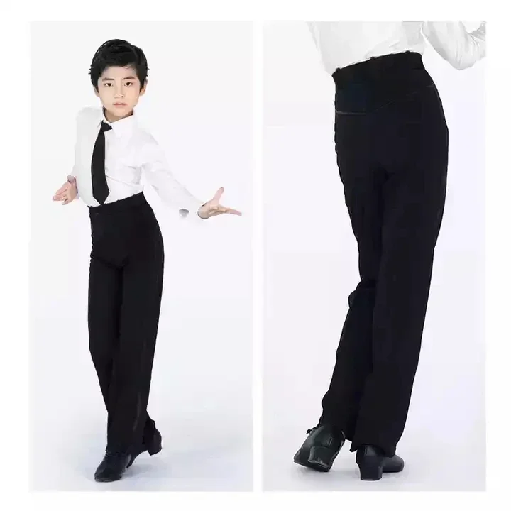 Dance Pants Professional Men Black Latin Dance Pants Boys Adult Satin Ballroom Dance Pants Salsa Tango Rumba Samba Cha Cha Latin Trousers