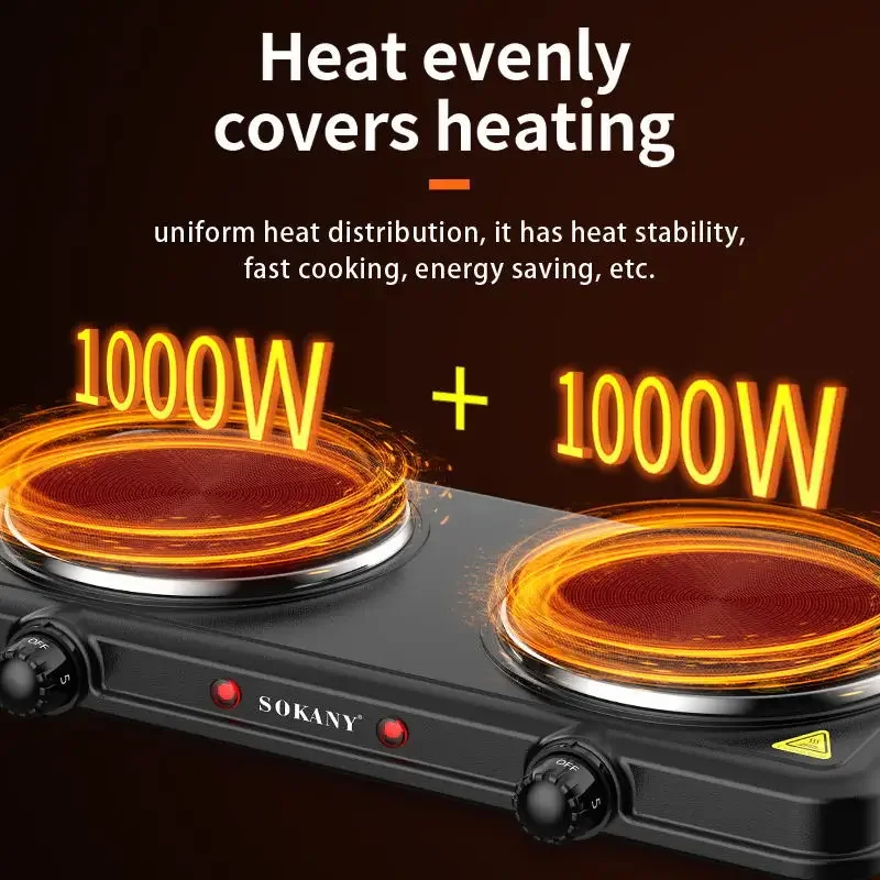 2000W Double Stove Cooker Adjustable temperature Multifunctional household Kitchen double pot electric stove cooking stove 3