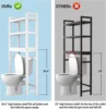 Bamboo 3-Tier Over-The-Toilet Space Saver Organizer Rack, Stable Freestanding Above Toilet Stand with 3 Hooks for Bathroom, 3