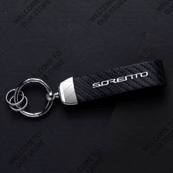 Stylish Carbon Fiber Leather Keychain with Zinc Alloy - Custom Gift Car Accessory (For SORENTO Emblem)