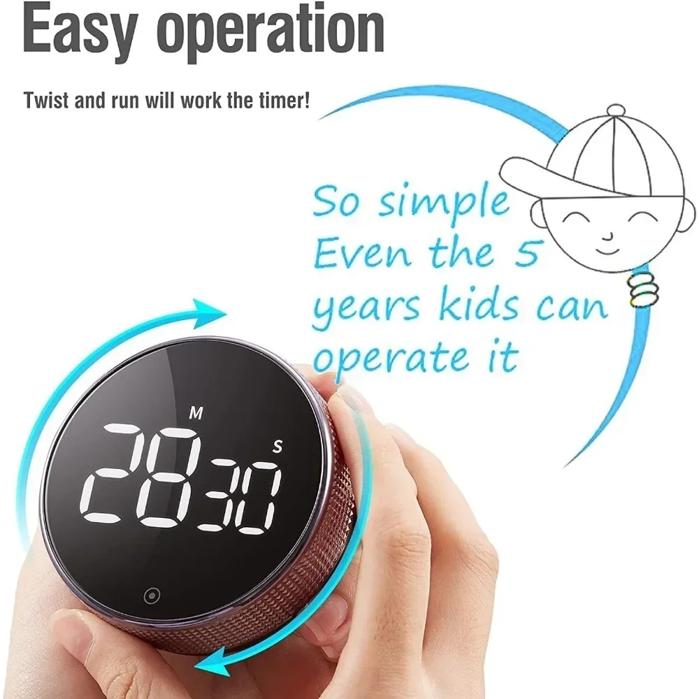 Kitchen Timer Digital Countdown Magnetic Egg Timer for Cooking Constant Light Function for Classrooms Quiet Kids Adults