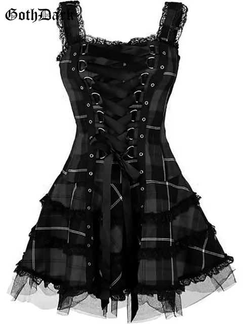 Alternative Clothing Gothic Dress  Goth Dark Black Grunge Dress - Split  Lace Sexy - Aliexpress