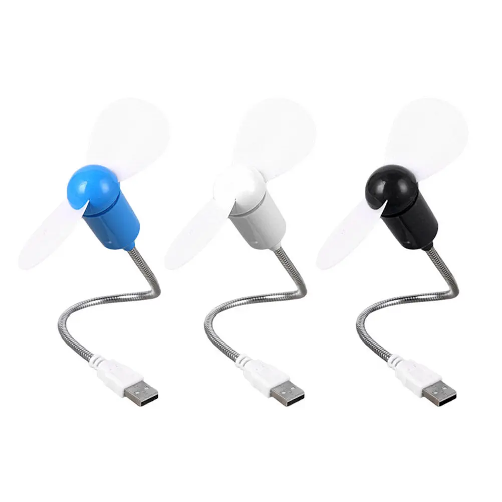 3pcs 미니 팬 USB 휴대용 경량 무소음 플렉시블 팬 노트북 컴퓨터용 금속 벨로우즈 블랙 화이트 블루
