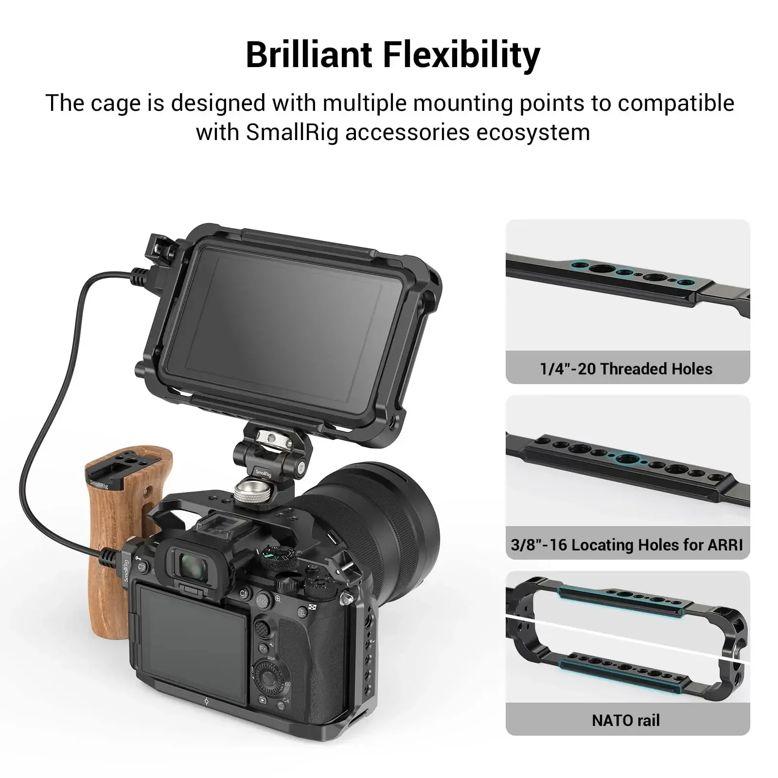 SmallRig Monitor Cage Kit for Atomos Ninja V/Ninja V+with Cage Sunhood Screen Pr