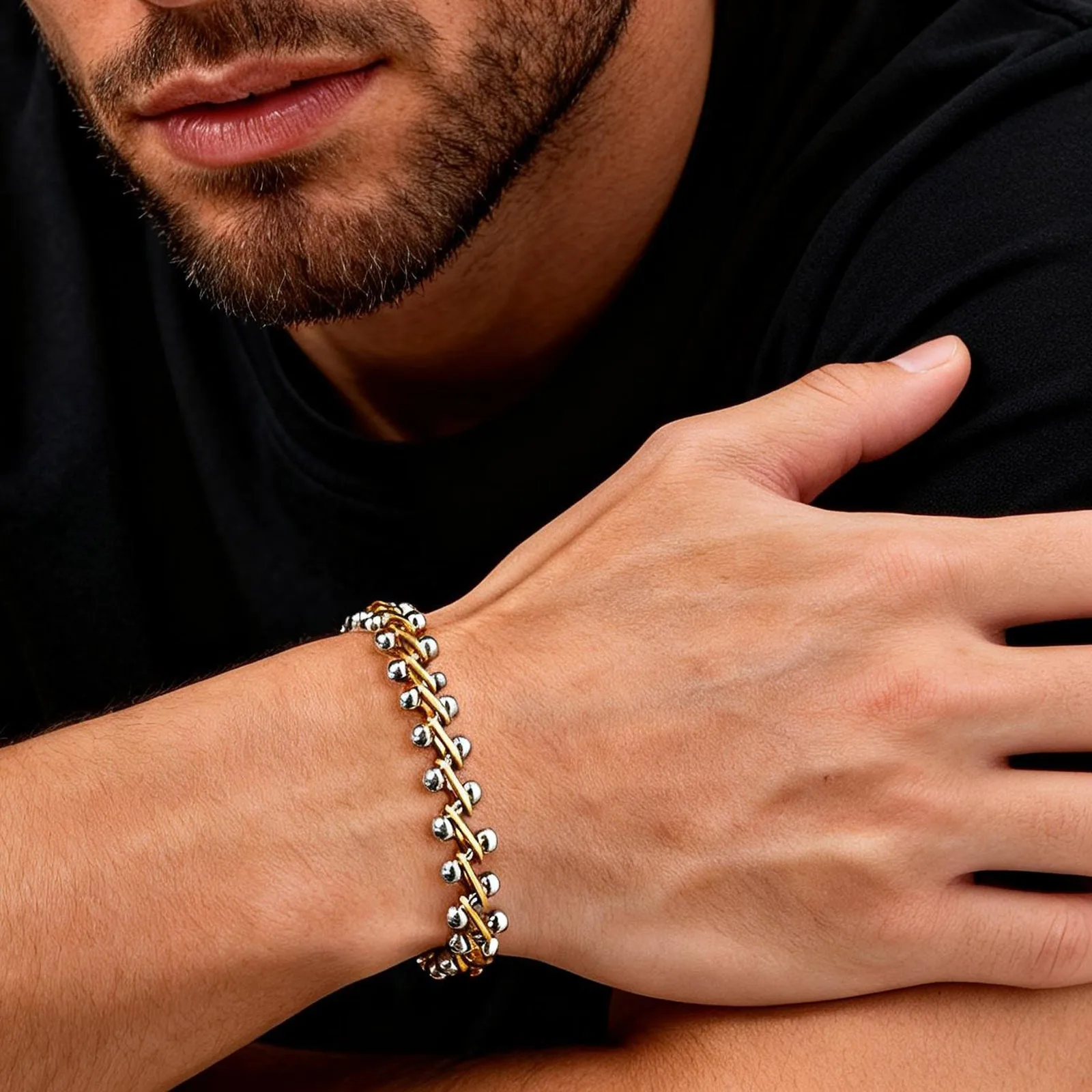 Neues Herren-Armband, 10MM Edelstahl Handgefertigtes Kettenglieder-Armband, Schmuckgeschenk für Ehemann, Sohn, Vater