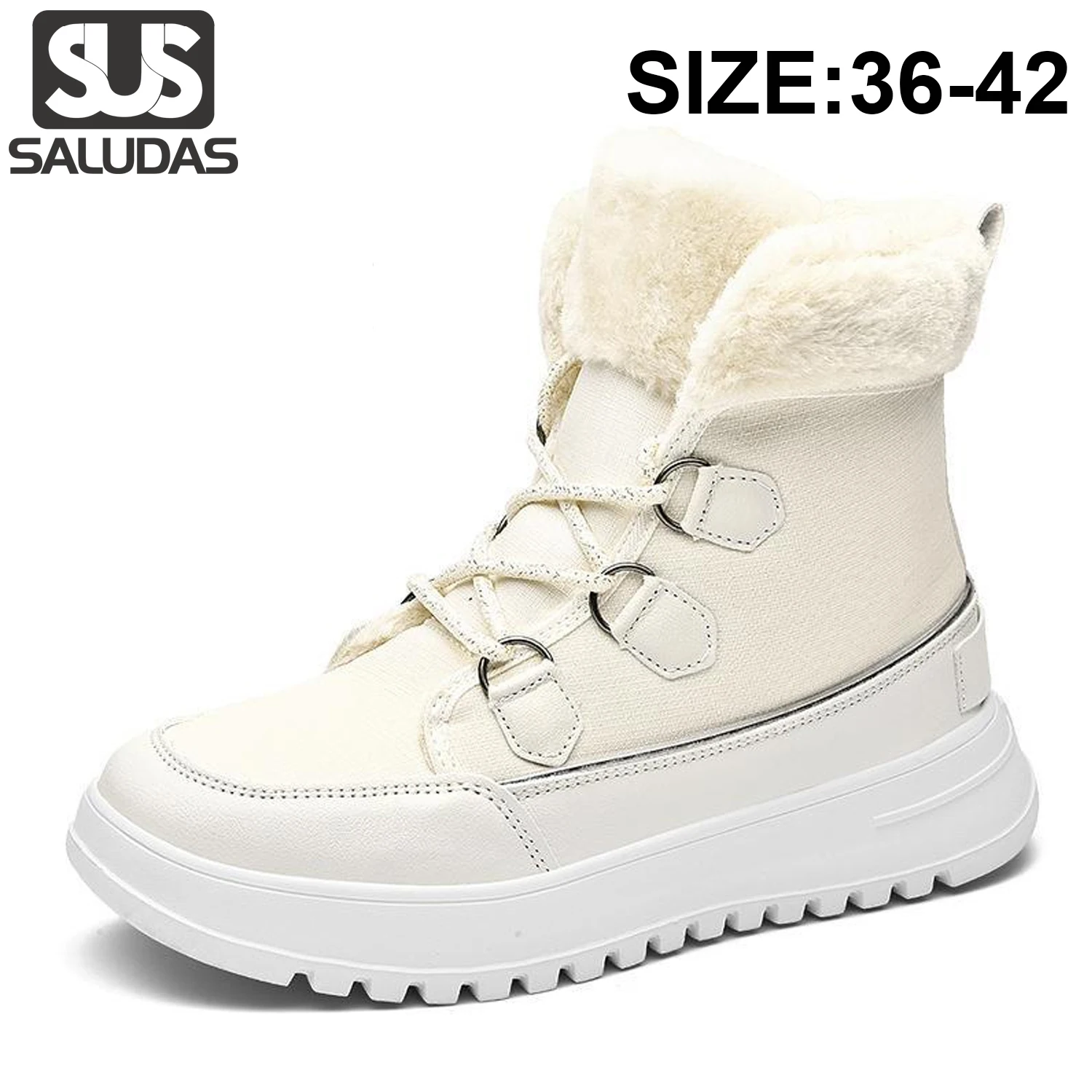 

SALUDAS Women Winter Shoes Waterproof Ankle Boots Plush Warm Snow Boots Luxury Botas Mujer High Top Women Sneakers