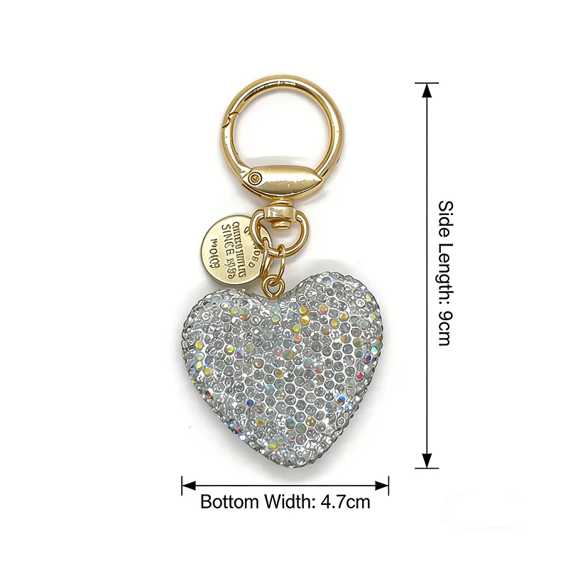 Glamorous Pink Heart Crystal Rhinestone Keychain Charm