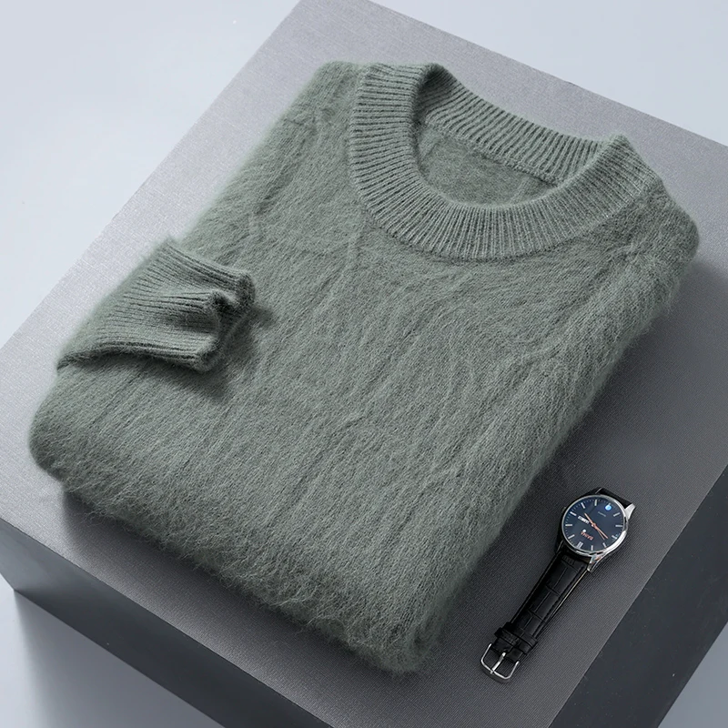 Autumn And Winter Men's Semi-High-Crewneck Mink Cashmere Sweater Padded Knitting With Wool Casual Bottoming Shirt 6