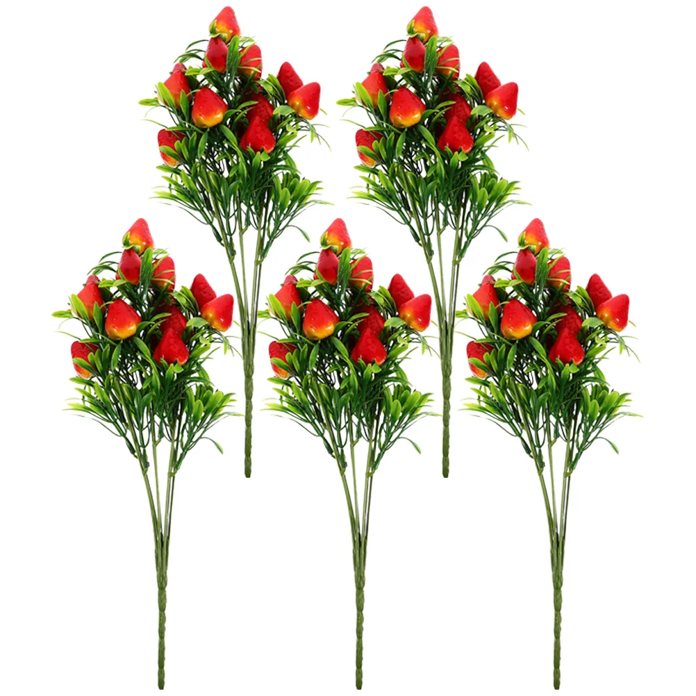 

Artificial Fake Strawberry Fruit Branch Faux Strawberry Bunch Arrangement Kitchen Home Wedding Party Decor Home Decoration