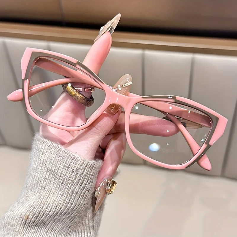 Elegant Women's Cat Eye Reading Glasses with Color Block Design and Blue Light Protection