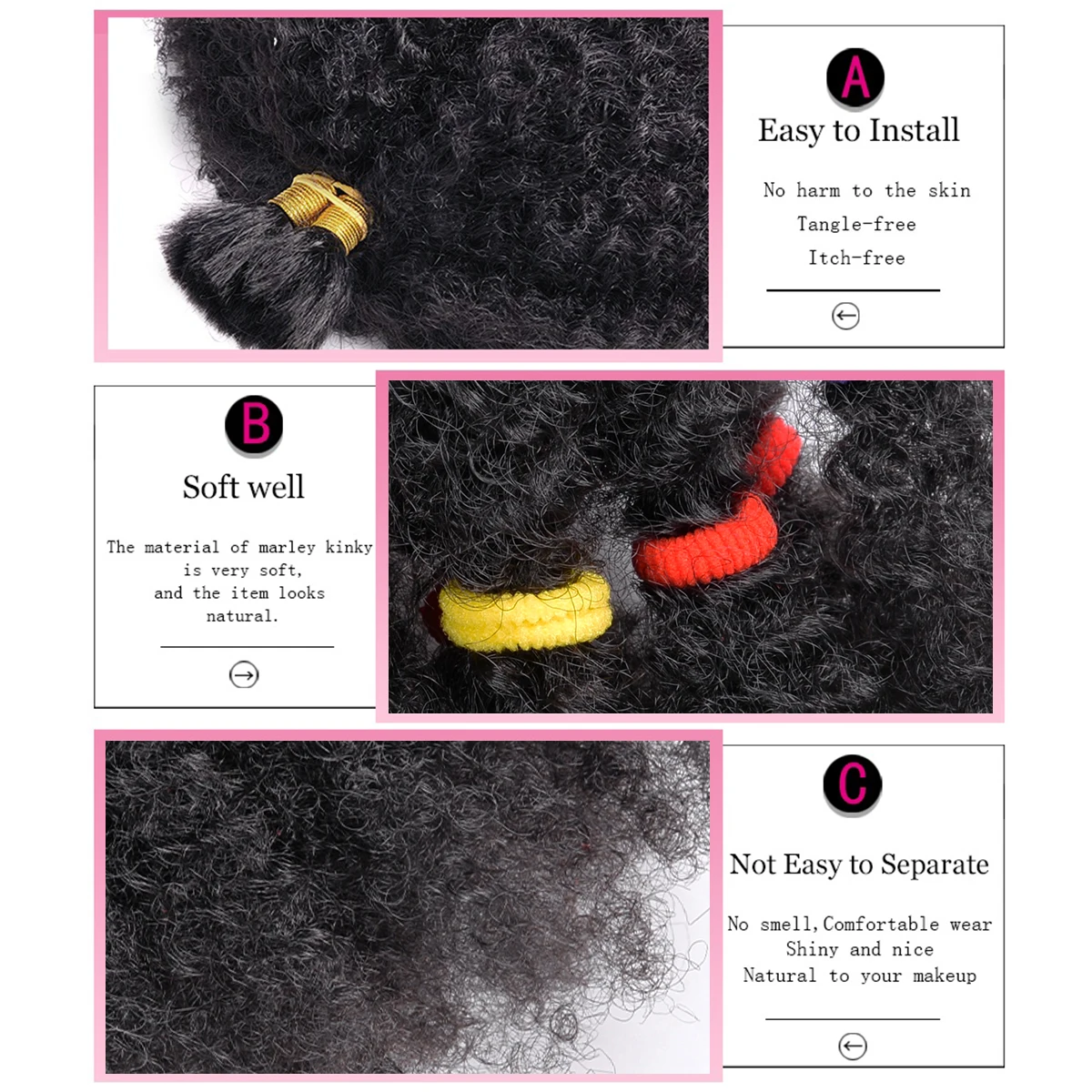 Afro Kinky Hair Pre Stretched Afro Kinky Twist Hair Braiding Hair Kinky Twist Crochet Braids Synthetic Hair Extensions For Women 4